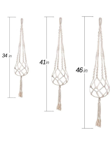 Colgador de Macramé MIPON para Plantas - 3 Tamaños, Marfil