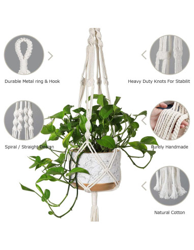 Colgador de Macramé MIPON para Plantas - 3 Tamaños, Marfil