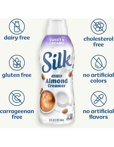 Crema de Almendra Silk 946 ml, Libre de Lácteos y Gluten