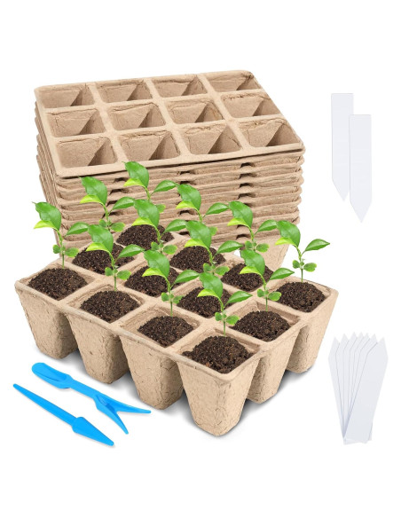 10 Paquetes Bandejas de Germinación Biodegradables Loongesho