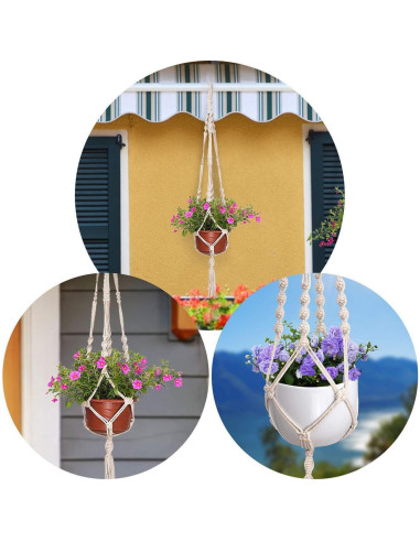 Colgador de Macramé MIPON para Plantas - 3 Tamaños, Marfil