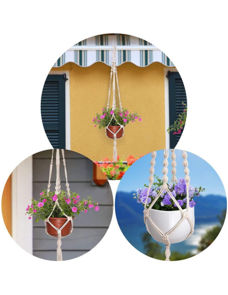 Colgador de Macramé MIPON para Plantas - 3 Tamaños, Marfil