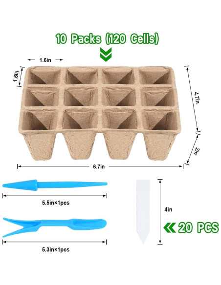 10 Paquetes Bandejas de Germinación Biodegradables Loongesho