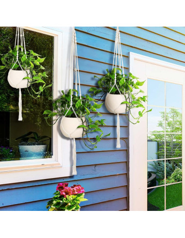 Colgador de Macramé MIPON para Plantas - 3 Tamaños, Marfil
