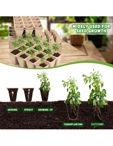 10 Paquetes Bandejas de Germinación Biodegradables Loongesho