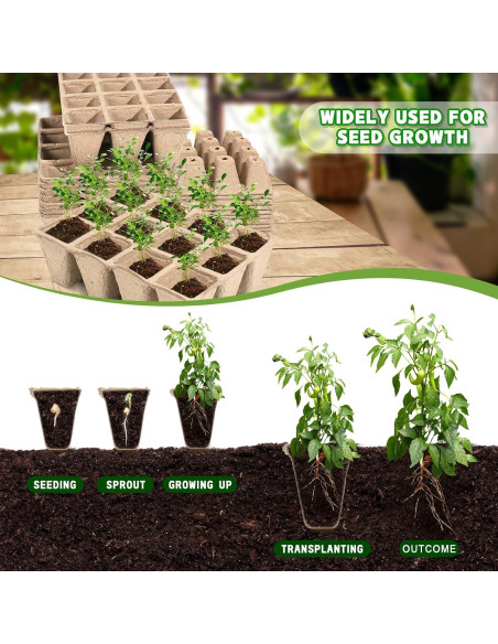 10 Paquetes Bandejas de Germinación Biodegradables Loongesho