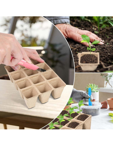 10 Paquetes Bandejas de Germinación Biodegradables Loongesho