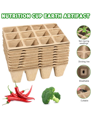 10 Paquetes Bandejas de Germinación Biodegradables Loongesho