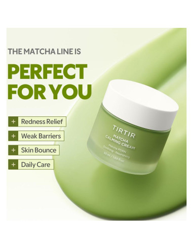 Crema Calmante de Matcha TIRTIR 50ml Hidratante 24H Piel Sensible