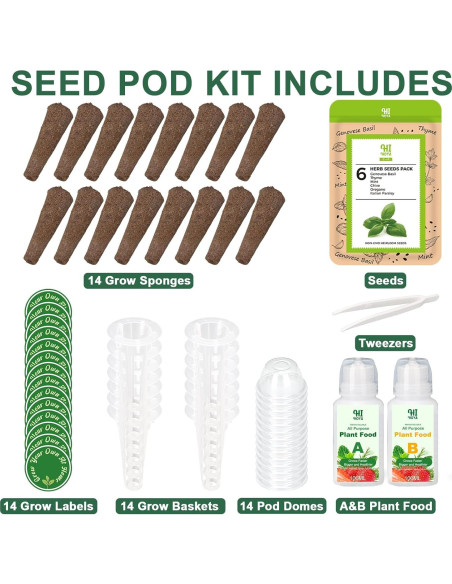 Kit de Cápsulas de Semillas de Hierbas Gourmet HiHOYA 14 Unidades