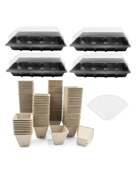 JOPY Kit de Bandejas para Iniciar Semillas 4 Piezas 120 Macetas