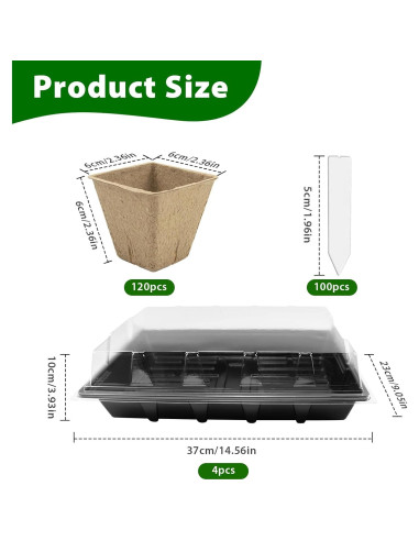 JOPY Kit de Bandejas para Iniciar Semillas 4 Piezas 120 Macetas