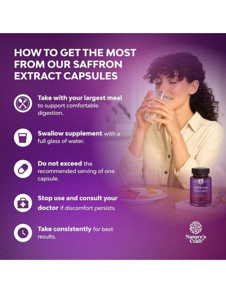 Cápsulas de Extracto de Azafrán Natures Craft - 60 Unidades