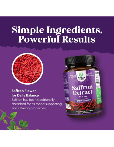 Cápsulas de Extracto de Azafrán Natures Craft - 60 Unidades
