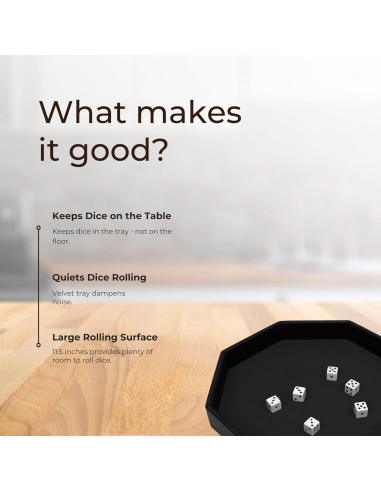 Bandeja para Dados Octagonal RNK Gaming 29.2 cm PU Cuero Negro
