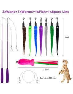 Juguete Interactivo para Gatos ZeyZoo 11PCS Varitas y Accesorios 2