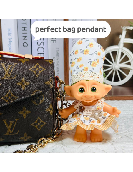 Llave de anillo muñeca troll vintage Yintlilocn 10 cm