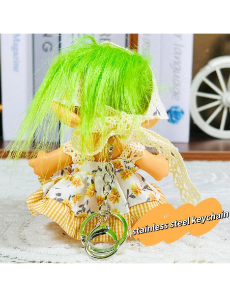 Llave de anillo muñeca troll vintage Yintlilocn 10 cm