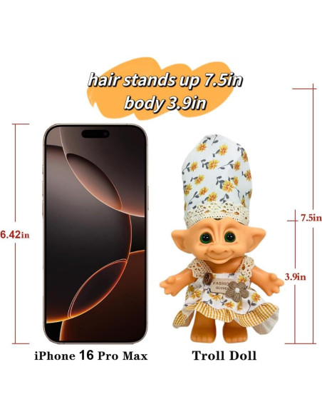 Llave de anillo muñeca troll vintage Yintlilocn 10 cm