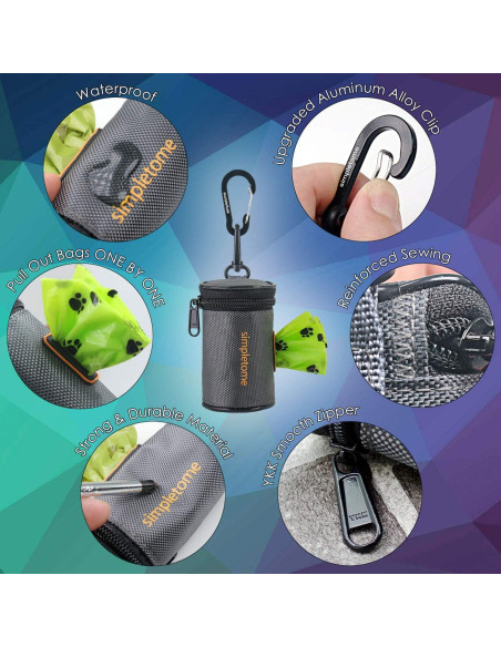 Dispensador de bolsas para excrementos de perro simpletome gris 1680D Dispensador de bolsas para excrementos de perro simpletome gris 1680D