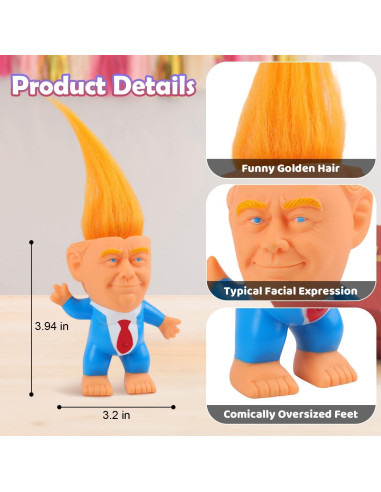 Muñeco Troll de Goma Auvitaya con Cabello Largo y Pies Gigantes