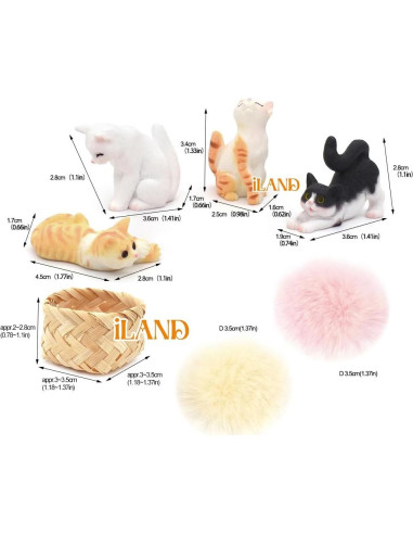 Figuritas de Gato Mini Realista iLAND - Accesorios Casa Muñecas 1:12