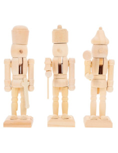 3 Piezas Cascanueces de Madera sin Acabado para Decoración DIY