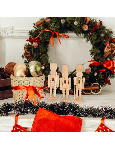 3 Piezas Cascanueces de Madera sin Acabado para Decoración DIY