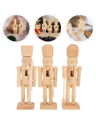 3 Piezas Cascanueces de Madera sin Acabado para Decoración DIY