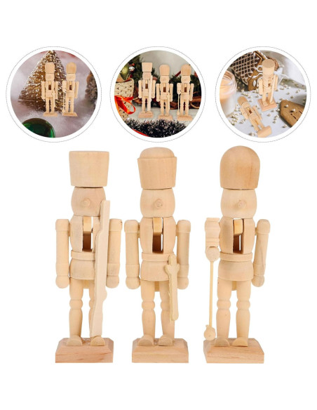 3 Piezas Cascanueces de Madera sin Acabado para Decoración DIY
