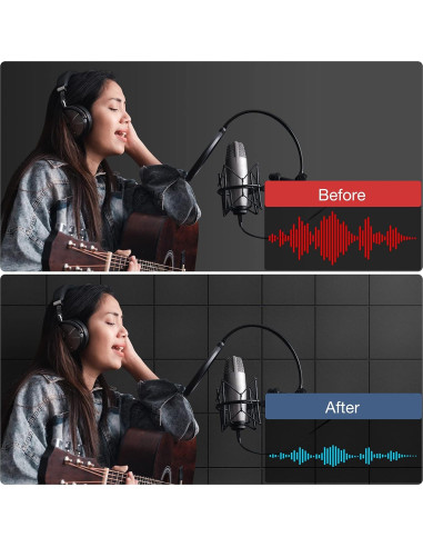 Paquete de 12 Paneles Acústicos Autoadhesivos 30x30 cm - Negro