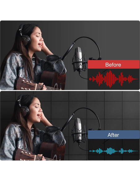 Paquete de 12 Paneles Acústicos Autoadhesivos 30x30 cm - Negro