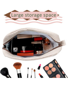 Bolsa Cosmética GFU Marrón de Seersucker 21.5x14x9cm 2