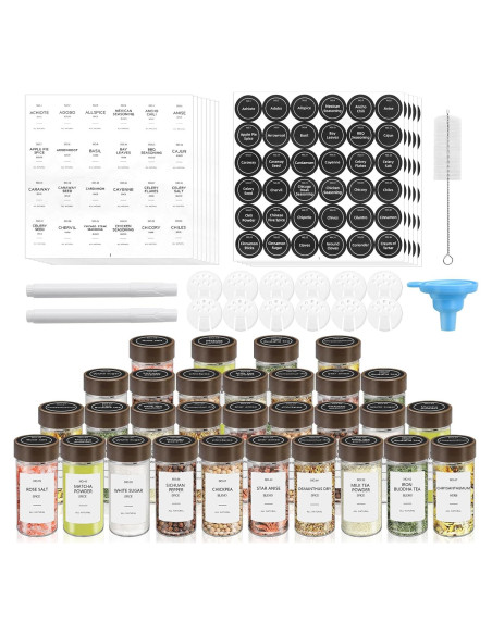 Set de 30 Tarros de Especias VIBRATITE 4 oz con Etiquetas