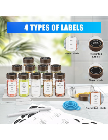 Set de 30 Tarros de Especias VIBRATITE 4 oz con Etiquetas