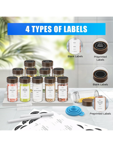 Set de 30 Tarros de Especias VIBRATITE 4 oz con Etiquetas