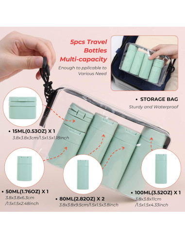 Juego de Botellas de Maquillaje de Viaje FOVIUPET 5 Piezas 50-100ml