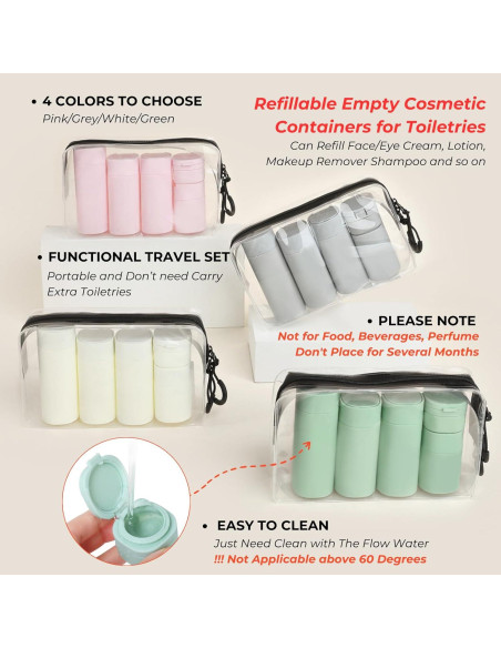 Juego de Botellas de Maquillaje de Viaje FOVIUPET 5 Piezas 50-100ml