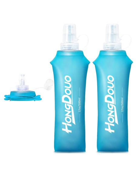 2 Botellas de Agua Suave Colapsables 500ml Hongdouo Azul