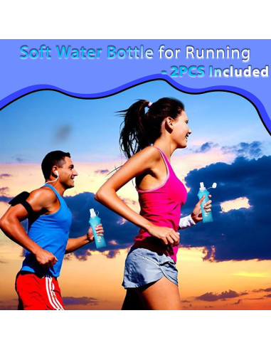 2 Botellas de Agua Suave Colapsables 500ml Hongdouo Azul