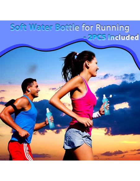 2 Botellas de Agua Suave Colapsables 500ml Hongdouo Azul