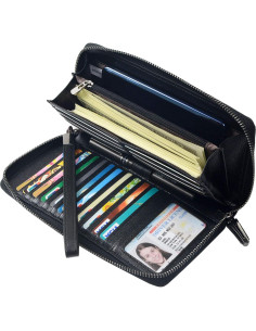 Cartera Bveyzi para Mujeres con Bloqueo RFID de Cuero Negro 2