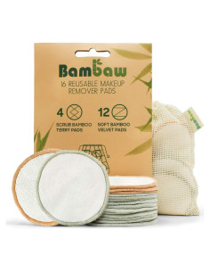 Almohadillas Reutilizables Bambaw 16 Piezas con Bolsa de Lavado