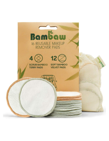Almohadillas Reutilizables Bambaw 16 Piezas con Bolsa de Lavado