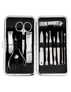Kit de Manicura y Pedicura ZIZZON 12 Piezas Estuche Negro
