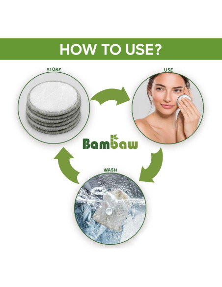 Almohadillas Reutilizables Bambaw 16 Piezas con Bolsa de Lavado