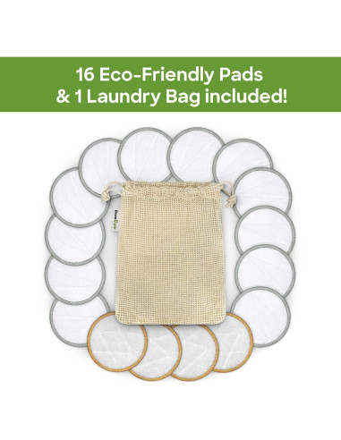 Almohadillas Reutilizables Bambaw 16 Piezas con Bolsa de Lavado