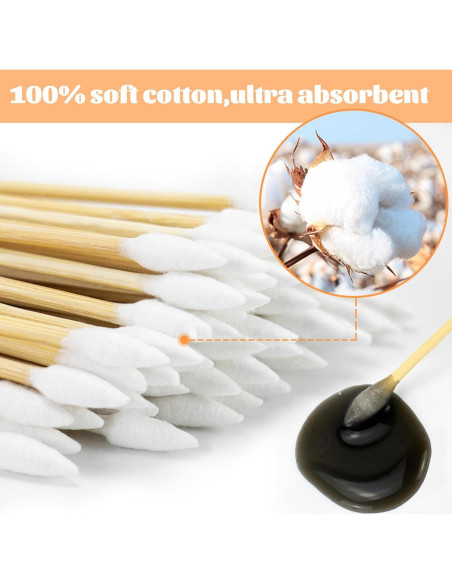 500 Hisopos de Algodón BODFPPC con Estuche de Almacenamiento