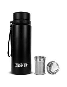 Botella Infusora de Té London Sip 750 ml Acero Inoxidable Negro