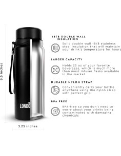 Botella Infusora de Té London Sip 750 ml Acero Inoxidable Negro 2
